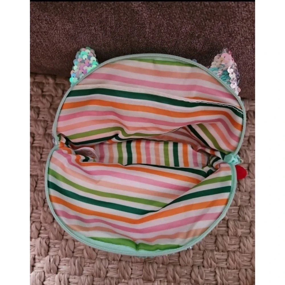 TY Fashion Blue Flippy Sequin Accessory Bag, Cosmetic Bag Whimsy the Cat